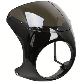 Resim Hightower Universal Cafe Racer 7 İnç Siyah Gri Kafa Farı Koruyucu Rüzgarlık Motosiklet 
