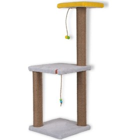 Resim 82 Cm Gri Iki Katlı Kedi Tırmalama Tahtası Catnipli Tırmalama Tahtası Minder Yüzey 