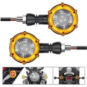 Resim 1 Çift Motosiklet Evrensel Dönen Led Çift Renkli Akış Dönüş Sinyali Işığı Amber Sarı Işık Beyaz Işık 