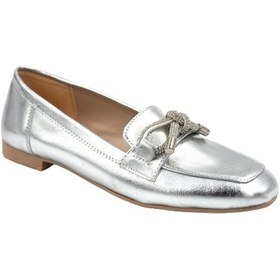 Resim Prego Ayem Taş Biye Detaylı Günlük Kadın Babet Gumüş Gumüş 