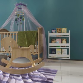 Resim Zeo Wood Design Montessori Mdflam Çocuk Odası Kitaplığı 