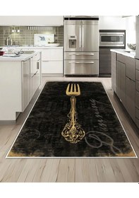 Resim Dijidekor Işıltı Koleksiyonu Model254 Süngerli Dijital Baskılı Saçaksız Mutfak Halısı Yolluk 