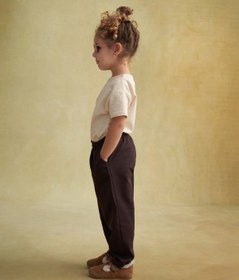 Resim Unisex Çocuk Gabardin Bel Lastikli Pantolon Kahve - 1-2 Yaş 