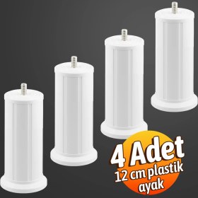 Resim Badem10 Keson 4 Adet 12 cm Beyaz Plastik Mobilya Baza Tv Ünitesi Yükseltme Ayağı Destek Ayağı 