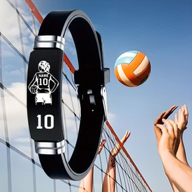 Resim Voleybol Takımı/Ad/Numara 304 Paslanmaz Çelik Bileklikler - Gunmetal Siyah Kaplama Voleybol Charm Takı, Kadın ve Erkekler İçin Dayanıklı Hediye, Oyuncular, Antrenörler, Hakemler İçin - Yıl Boyu Kullanım (Eşleşen Aksesuarlar Mevcut) 