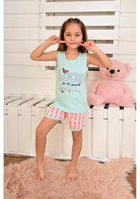 Resim kız çocuk askılı pijama takımı look see good mint 
