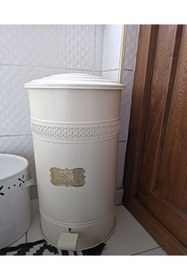 Resim Genel Markalar Pedallı Metal Galvaniz Mutfak Banyo Kapaklı Çöp Kovası 30 Lt Krem 