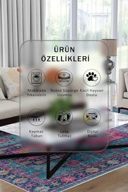 Resim Monnhein Yıkanabilir Halı ve Yolluk - Kaymaz Tabanlı Salon Halısı, Mutfak Halısı, Modern Dijital Baskı Tasarım(0120) 