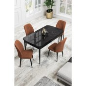 Resim Canisa Concept Canisa Rio Serisi 80 x 132 cm Mdf Açılabilir Siyah Mermer Desen Mutfak Masa Takımı + 4 Adet Sandalye 