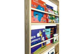 Resim Ahşap Adası Doğal Ahşap Montessori Çocuk Odası Kitaplığı 