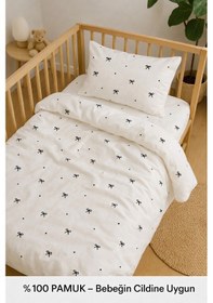Resim %100 Pamuk Bebek Nevresim Seti Cilt Dostu Bebek Nevresim Siyan Bebek Nevresim Seti 