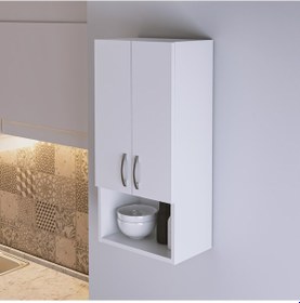 Resim Bd-01 Kapaklı Bölmeli Banyo Mutfak Asma Dolap Beyaz Beyaz 