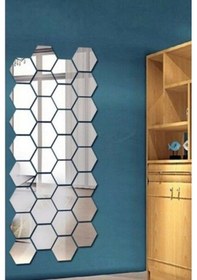 Resim Bal Peteği Dekoratif Altıgen 12 Li Süs Akrilik Ayna Antre Duvar 