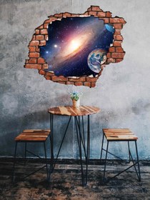 Resim Kırık Tuğla Desen Samanyolu Galaksi Uzay Boşluğu 3D Duvar Sticker - 75x55 cm / Karışık Renkli / 3D Sticker 