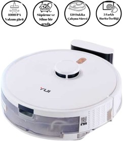 Resim RS16 Akıllı Robot Vacuum & Mop Süpürge Beyaz (YUI TÜRKİYE GARANTİLİ) 