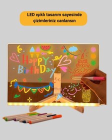 Resim Çocuklar - 398 - Ve Yetişkinler İçin Usb Led Işıklı - Csmo-tex - Çizim Panosu Renkli 
