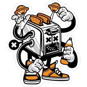 Resim Reysa Tasarım Ekmek Kızartma Makinesi Sticker 10X10 Cmrenkli Sticker 