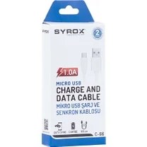 Resim Syrox SYX-C66 Micro USB 1.0A Şarj ve Data Kablosu 1.2 mt 