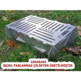 Resim Lazer Mangal Portatif Pratik Katlanabilir Paslanmaz Izgaralı 41x25 Cm Çok Renkli 