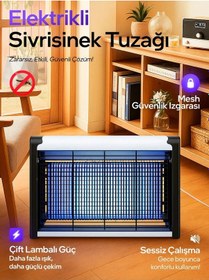Resim Çift Ampullü Elektrikli Sineklik Sivrisinek Kovucu Yakalama Cihazı 30 M² Etkili Sinek Kovucu 