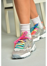 Resim Fox Shoes U602602502 Gri Süet Kadın Spor Ayakkabı Sneakers Gri-süet Çok Renkli 