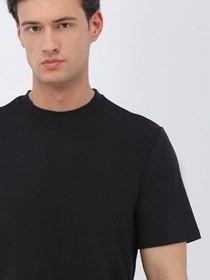 Resim Siyah Bisiklet Yaka T-Shirt 