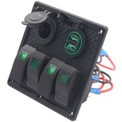 Resim Supermarket1 12v/24v Metal Panel Anahtar Takımı: 3p Yeşil Işık + 5v 4.8a Şarj Cihazı + Sigara Işlatıcı + Bağlantı Parçaları 