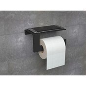 Resim Metal Siyah Mat Telefon Raflı Tuvalet Kağıtlığı Cep Telefonu Tutmalı Raflı Wc Kağıtlık 