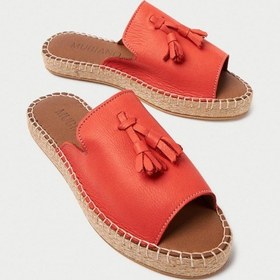 Resim Mubiano Hakiki Deri 605-orj Püsküllü Oranj Kadın Espadril Terlik Oranj 