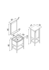 Resim Orka Bastle 65 Cm Mat Antrasit Banyo Dolabı Ve Boy Dolabı Takımı Antrasit 