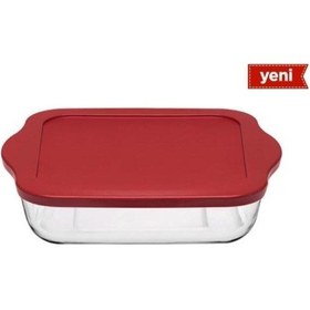 Resim Paşabahçe Borcam 59024 Kare Büyük Borcam Tepsi Plastik Kapaklı 