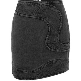 Resim Taşlı Antrasit Denim Etek - L 