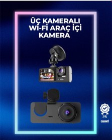 Resim 1080p Ön + 720p Arka & İç Kamera Suya Dayanıklı Araç Güvenlik K 