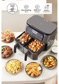 Resim Karaca Air Pro Cook Duo Köz Xxxl 4+4 Litre Airfryer İconic Beige 8 Kişilik 