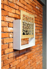 Resim Modem Saklama Kutusu Sürgülü Yukarı Açılır 35x 40 Motifli Meşe 