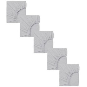 Resim 5 Adet 40 X 80 + 10 Cm Anne Yanı Lastikli Penye Kumaş Bebek Çarşafı-gri 