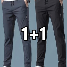 Resim 2 adet Ice Sliky Fiber Kumaş Erkek Hızlı Kuruyan Nefes Alabilir Jogger Pantolon - Yüksek Esneklikte Düz Paça, Bel İpi ve Yan Cepli, Her Mevsim İçin Outdoor Günlük Pantolon Yürüyüş, Antrenman, Tatil (Siyah & Lacivert), Koşu Pantolonları, Aktif Yaşam Tarzı, Esnek Malzeme, Spor Salonu Kullanıcıları için 