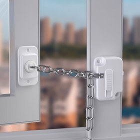 Resim Kayar Pencereler için Ayarlanabilir Güvenlik Kilidi, Vidalı ve Yapışkanlı Etiketli Kapı ve Pencere Durdurucu - Matkap Gerekmez 