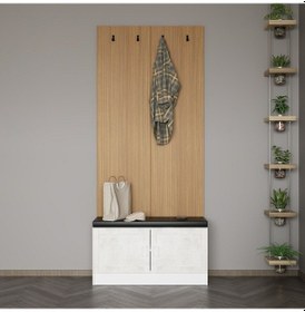 Resim Minar Kale Dekor Panel Ayakkabılık Minderli Beyaz Eskitme Beyaz 