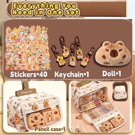 Resim 43 Parça Kapibara Okul Malzemeleri Seti - Peluş Oyuncak (Oyuncak #1), Çıkartmalar (40+), Kalem Kutusu ve Aksesuarlar - Sevimli Kapibara Temalı Kırtasiye Seti, Okula Dönüş Organizasyonu, Dayanıklı Fermuarlı Saklama Kutusu (-İlhamlı) 