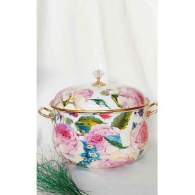 Resim Rose Emaye Lux Tencere Kazan Boy 8 Litre 28 cm Çap Süt Yoğurt Reçel Konserve Salça Tenceresi 