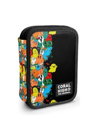 Resim Coral High Kids Siyah Karikatür Desenli Çift Katlı Kalem Çanta 11150 Siyah 