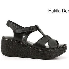 Resim Gönderi R Kadın Siyah Cırt Bantlı Dolgu Topuk Hakiki Deri Sandalet Dyza70945771 Siyah 