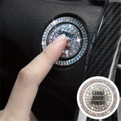 Resim 2'li Paket Bling Araba Motoru Çalıştırma Durdurma Düğmesi Kapağı, Alüminyum Alaşımlı Yapay Elmas Kontak Halkası Çıkartması, Evrensel Araç Basmalı Çalıştırma Düğmesi Koruyucu Kapak Aksesuarı 