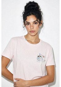 Resim Shade Kadın Pamuk El İşi Minimal Nakış Detaylı Tasarım T-shirt 1003 60282051 - Toz Pembe L 