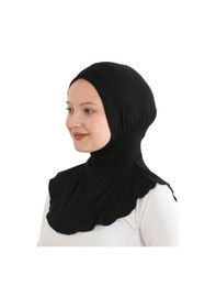 Resim Kadın Boyunluklu Hijab Tesettür Pratik Spor Bone - Sarı Siyah 