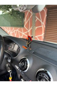 Resim 3dbaydesign Altın Zincirli Sallanan Şapkalı Ördek Yeni Trend Dikiz Ayna Süsü (siyah Turuncu Kırmızı ) 