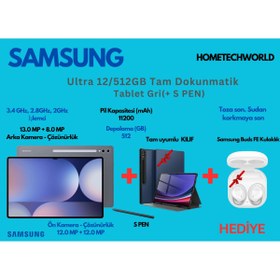 Resim Samsung Galaxy Tab S10 Ultra Wi-Fi S 12 GB 512 GB 14.6\ Tablet+ kılıf +kulak içi kulaklık hediye 
