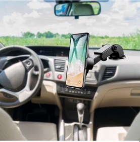 Resim 360 Derece Dönen Torpido Üstü Uzunluk Ayarlamalı Vantuzlu Teleskopik Araç Telefon Tutucu Go53/05121 1 Adet 