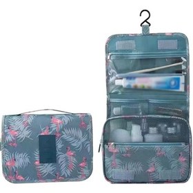 Resim Qingmipy Erkek Seyahat Çantaı, Su Geçirmez Oxford Kumaş, Çok Fonksiyonlu, Çekmeceli, Kol Çantası, Çaprazlanabilir, Askı Özelliği, Gri Flamingo Desenli, Kosmetik & Temizlik Malzemeleri Saklama 